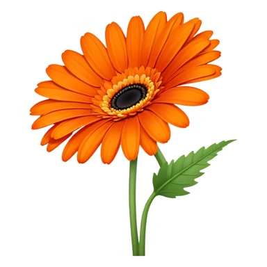 single Vibrant Orange Gerbera Daisy, straight stem sticker