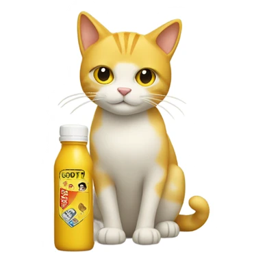 Yellow cat with mustard bottle sticker