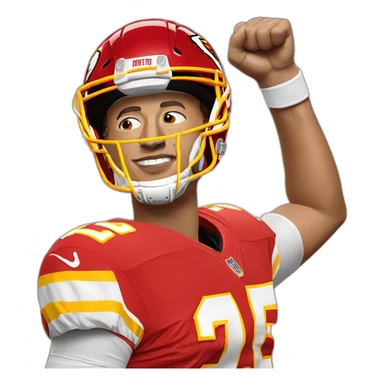 Patrick Mahomes with a raised fist sticker