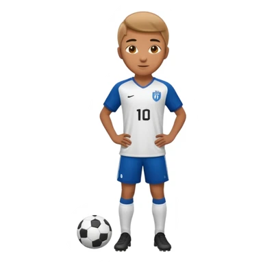 Apple iOS emoji style 19-20 year old soccer player standing front view, glossy 3D, stadium lights sticker