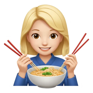 Show me a girl eating noodles  sticker