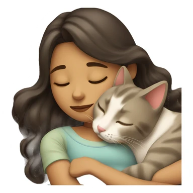 Girl and cat sleeping  sticker