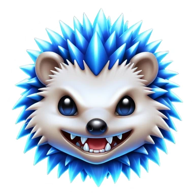 a fantastical dangerous and spooky electric hedgehog with sharp teeth, metal spikes, and strong fangs sticker