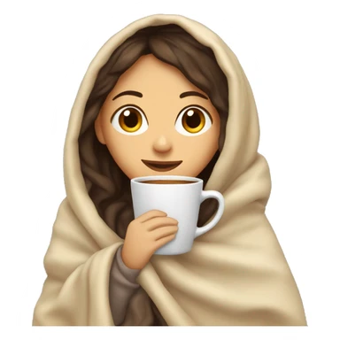 girl brunette inside a blanket sipping coffee eyes closed sticker