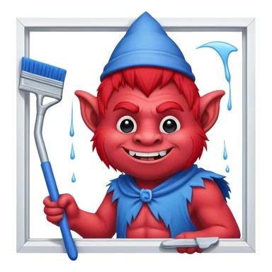 Red and blue Troll cleaning window with squeegee sticker