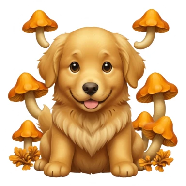 Golden retriever with chanterelles  sticker