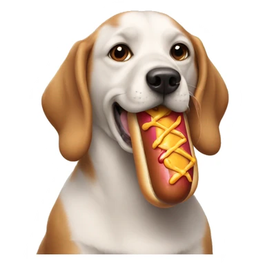 Dog eating hot dog  sticker