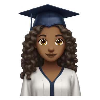 Brown girl wearing navy blue graduation cap with long curly dark brown hair sticker