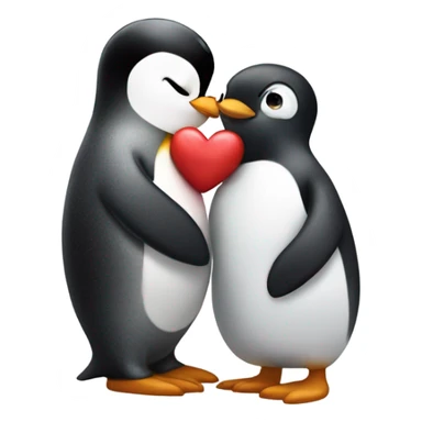 A penguin doing the kissing face with a heart sticker