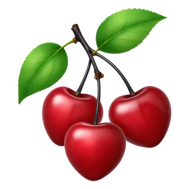 two glossy cartoon-style red cherries connected by black stems to a green leaf. Below the cherries, the words 'Thank you! handwritten-style black font. The background is soft, light peach sticker