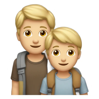 Family 2 fathers blond and brown hair twin boys sticker