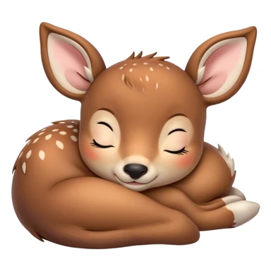 Meme-Worthy Cute Sleeping Deer Portrait Emoji, Head resting peacefully with a contented smile, showcasing a delicate, slender build and a luxuriously soft Fur, eyes shut in a serene, restful nap, Simplified yet hilariously adorable features, highly detailed, glowing with a soft, drowsy light, high shine, relaxed and utterly lovable, stylized with an air of playful laziness, bright and heartwarming, soft glowing outline, capturing the essence of a comically sleepy deer, so meme-worthy it feels like it could instantly become the next viral sensation of adorable woodland slumber! sticker