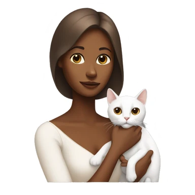 brown skinned lady holding white cat  sticker