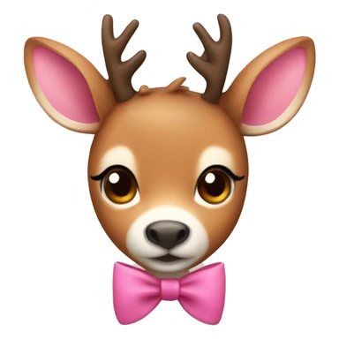 cute deer with pink ears and a brown bow sticker