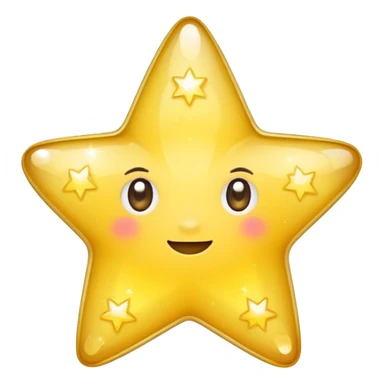 Generate a high-quality 3D cartoon-style emoji of a yellow sparkling star, glittering and shining effect, smooth gradient colors, rounded and cute appearance, no human faces, simple white background, high-resolution.

 sticker