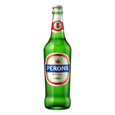 Glass bottle Peroni with red marketing tape sticker