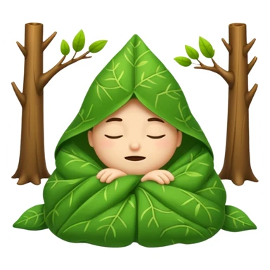 forest character wrapped in leaf blanket sleepy sticker