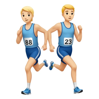 two people in a footrace wearing bib numbers sticker
