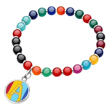 colourful alphabet flat round beaded bracelet  sticker