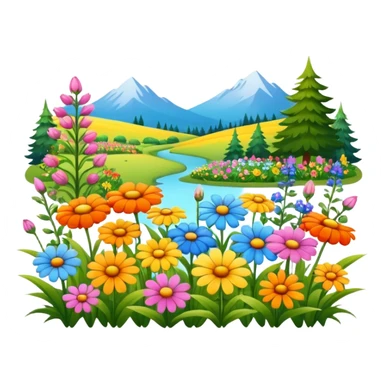 countryside garden with wildflowers sticker