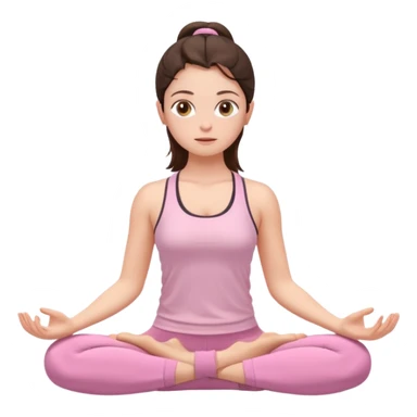 white brunette girl in light pink workout clothes with hazel eyes meditating sticker