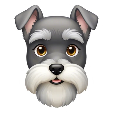 Cinematic Noble Miniature Schnauzer Portrait Emoji, Standing with a proud and stately demeanor, showcasing a sharply defined, salt-and-pepper fur with distinguished eyebrows and a confident, alert expression, simplified yet exquisitely detailed, glowing with a refined, dignified radiance, high shine, exuding intelligence and classic noble charm, soft glowing outline, capturing the essence of a noble Miniature Schnauzer that commands attention with effortless style! sticker