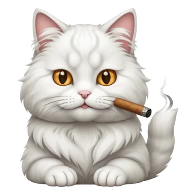 fluffy white cat smoking a cigar sticker