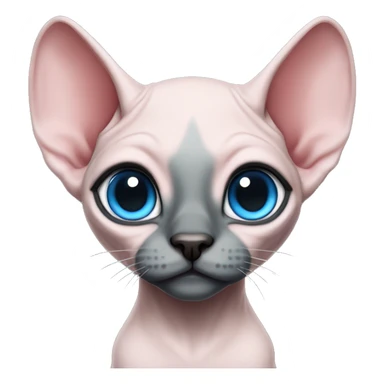 Pink grey canadian sphynx elf cat with blue eyes and black nose sticker