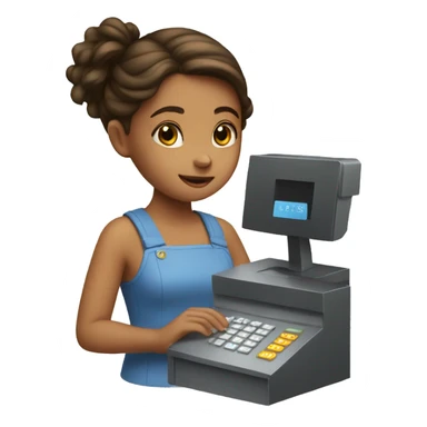 girl paying at the cash register sticker