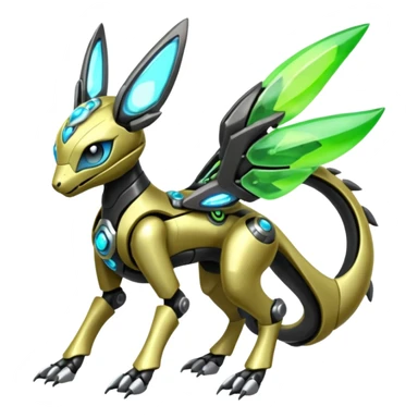  Exotic Organic Mechanical Futuristic Cyborg-Cyber-Meloetta-Zygarde-Zeraora-Protogen-Palkia-hybrid-fusion-Fakémon-creature, full body sticker