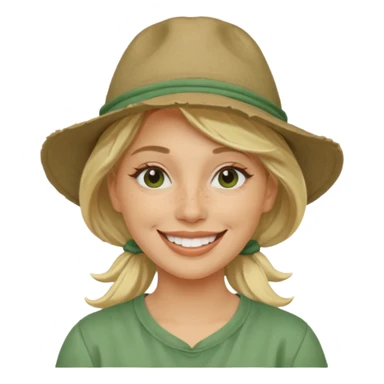 messy green full face clay mask and tourist hat blond woman  smiling and clay mask on full face sticker