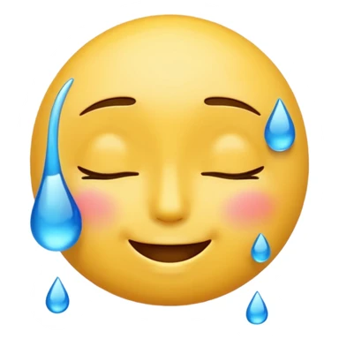 Yellow round emoji with closed eyes and a gentle smile—two wide, bright blue tears flow from under each eye. Glossy, 3D emoji style. sticker