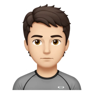 He’s a man with light to medium skin, a defined oval face, full brows, deep-set eyes, and wavy short dark brown tall hair styled with height, sides are trimmed. expression calm and focused relaxed gym training shirt. polished, articulate, and coach vibe. personal development sticker