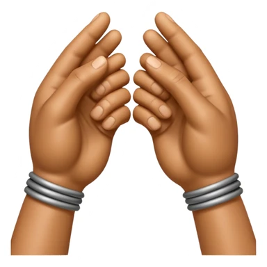 Apple-style 3D emoji of two cartoon hands tightly gripping and bending a solid metal rod, showing visible strain and tension lines around the bend, with dynamic motion curves to emphasize the effort, realistic lighting and smooth Apple emoji texture, no background. sticker