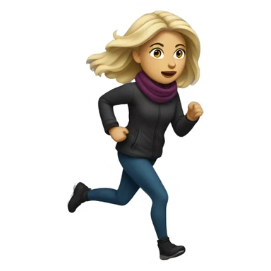 dark blonde woman running winter sticker