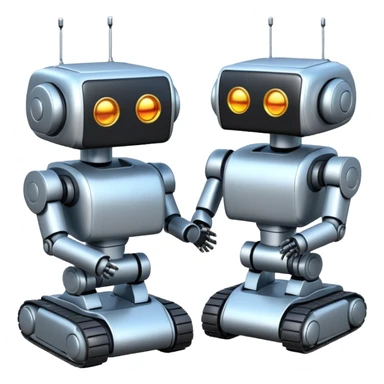 create a realistic emoji showing logistic robots and KI sticker