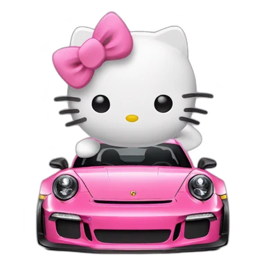 Hello kitty with porsche 911 gt3rs sticker