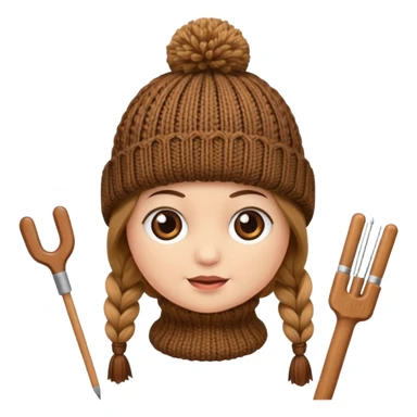 Knitted hat with knitting needles sticker