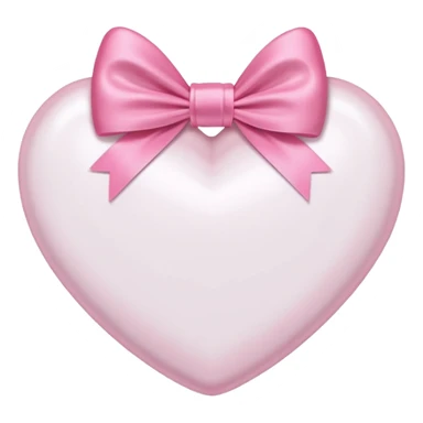 An iPhone emoji White Heart with a Pink bow wrapped around it's center sticker