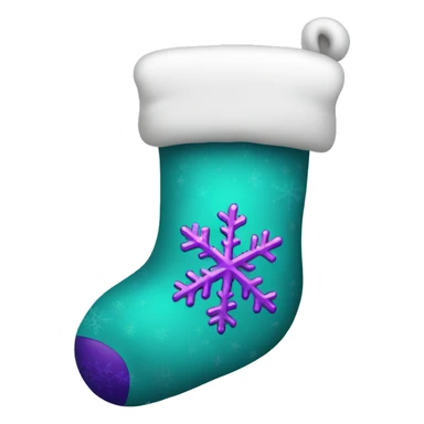 teal stocking with purple snowflakes sticker