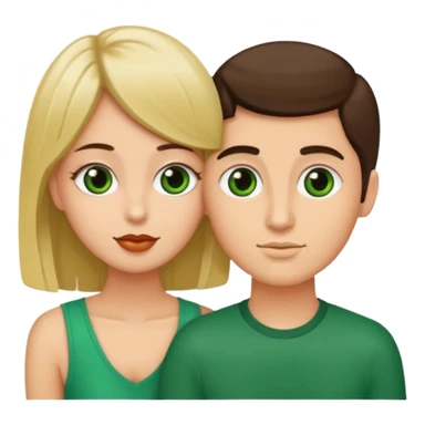 Que sea una pareja el chico de ojos verdes Guero pelo color café con una chica pelo corto lacio morena que se den un beso  sticker
