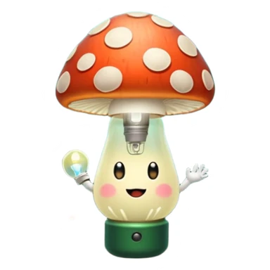 forest character with glowing lightbulb mushroom idea moment sticker