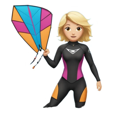 Kitesurfing blond ladie showing kite sticker