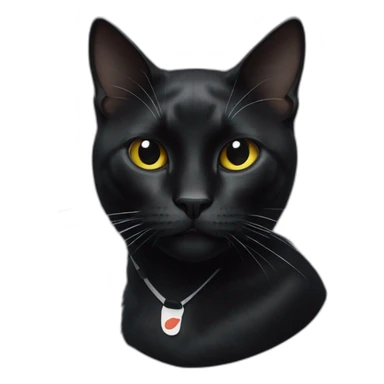 black cat with a white spot on his neck wearing a nike tech sticker