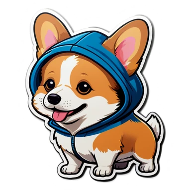 corgi wearing a hoodie sticker
