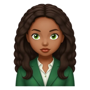 Logan Browning with dark brown long hair, green eyes sticker