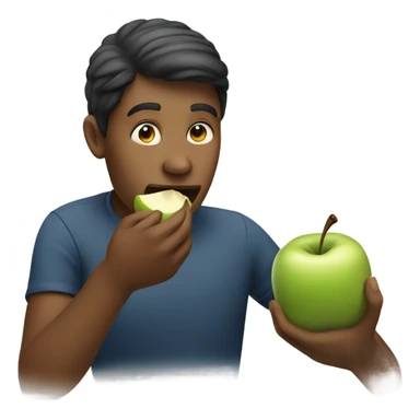 Person eating an apple sticker