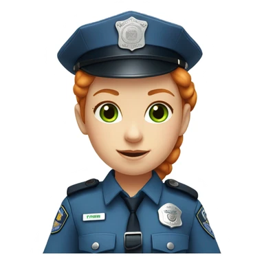 face of ginger girl police officer teen cute blue uniform  policia badge green eyes sticker