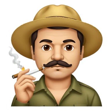 El Chapo Guzman with distinctive mustache smoking a marijuana joint sticker