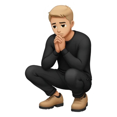 Kneeling heartbroken man black sticker